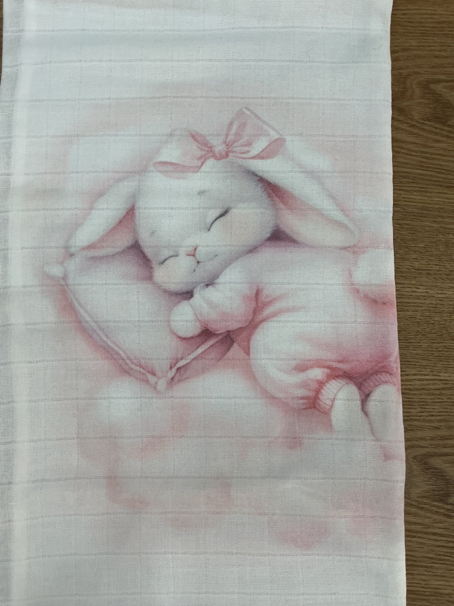 Mussola bunny pink 100% cotone garzato 75x75