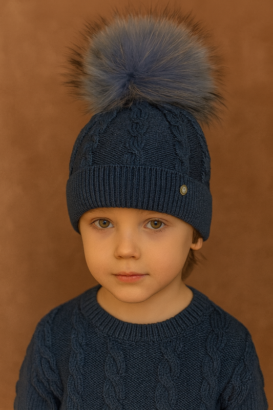 Cappello lana blu jeans