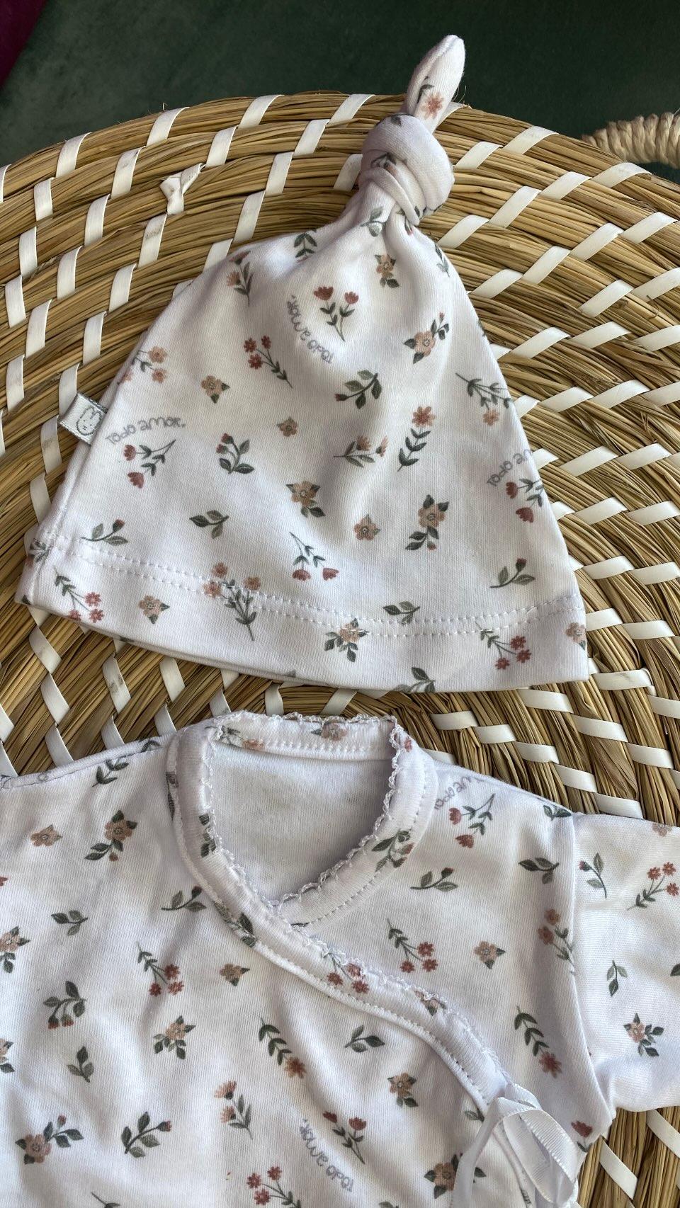 Completo Clinico PREMATURI Fiori 3 pezzi Cotone TODO AMOR