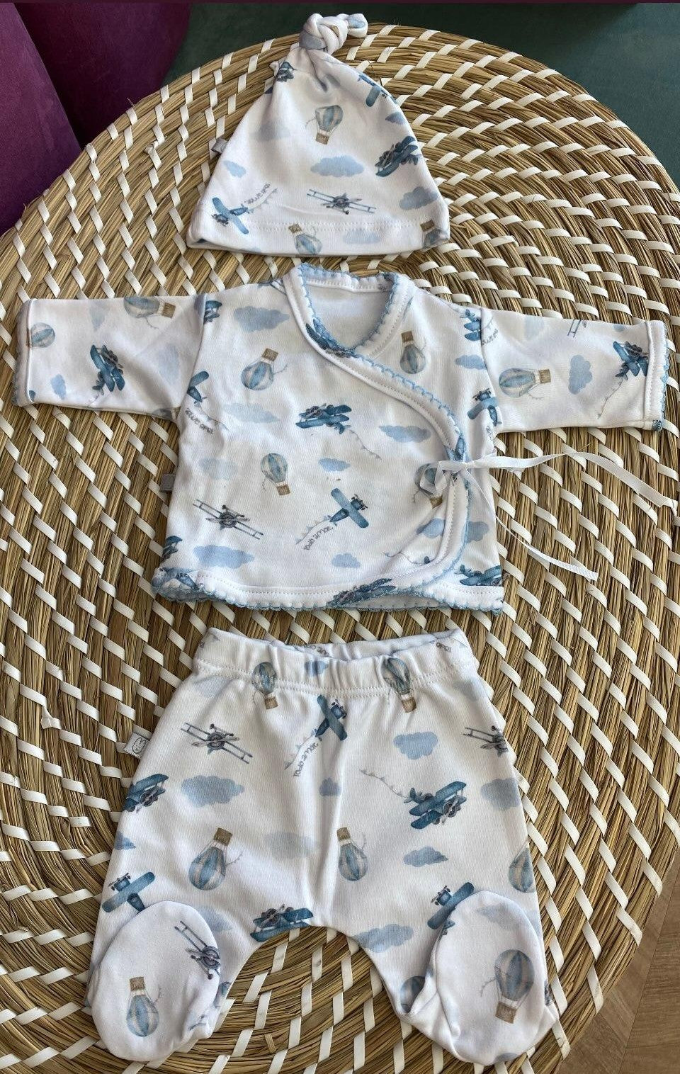 Completo Clinico PREMATURI Mongolfiera 3 pezzi Cotone TODO AMOR
