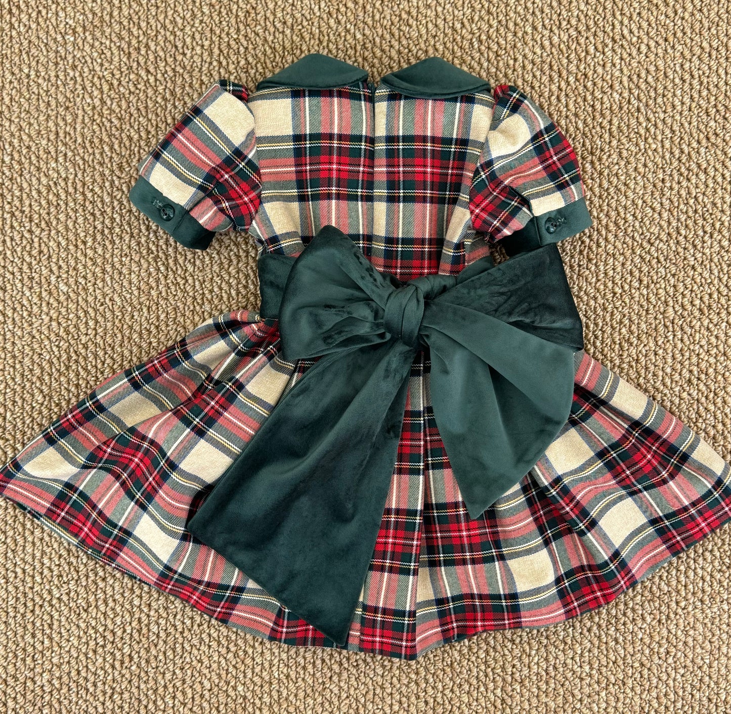 Abito tartan fiocco velluto