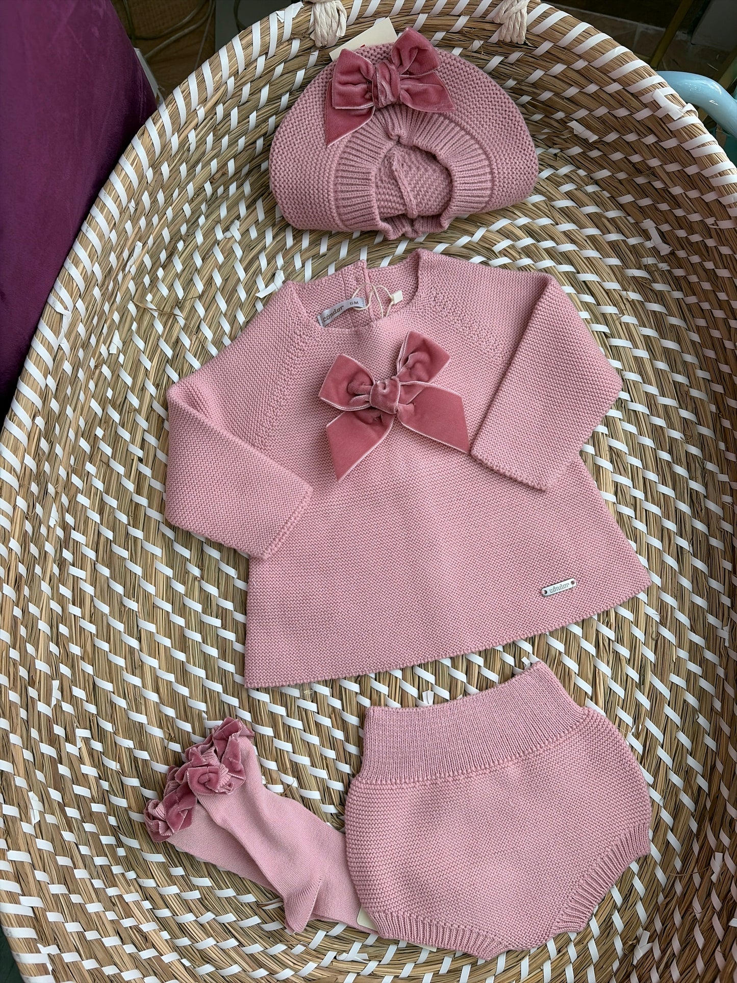 Completo condor fiocco velvet rosa