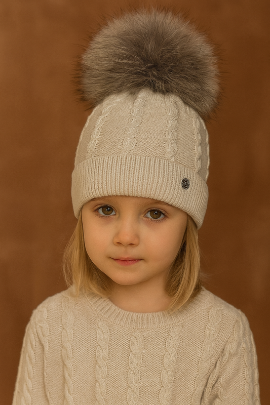 Cappello Lana Beige treccia