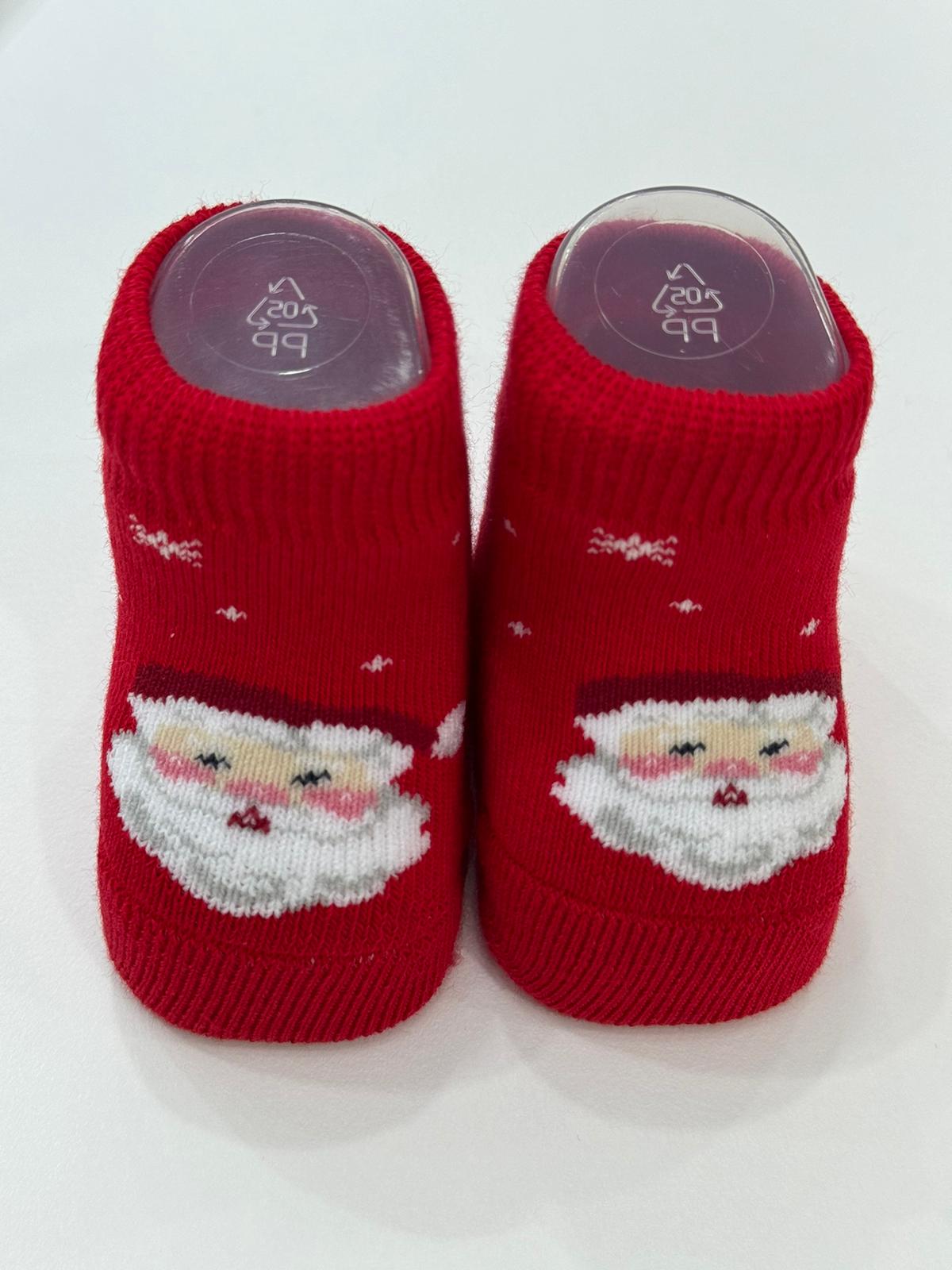 Babbucce Natale Rossa Con Motivo Babbo Natale