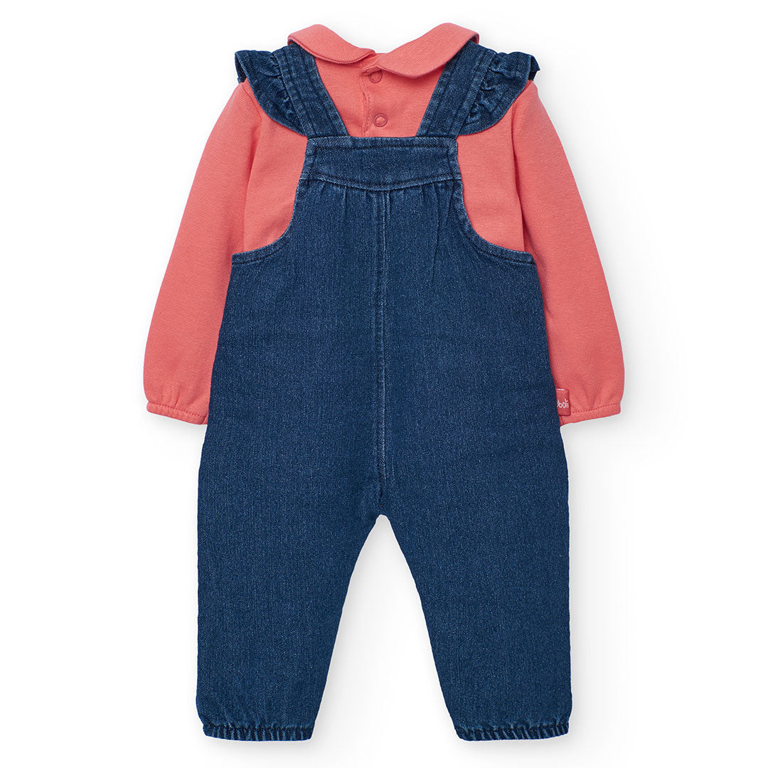 Completo salopette in denim con body