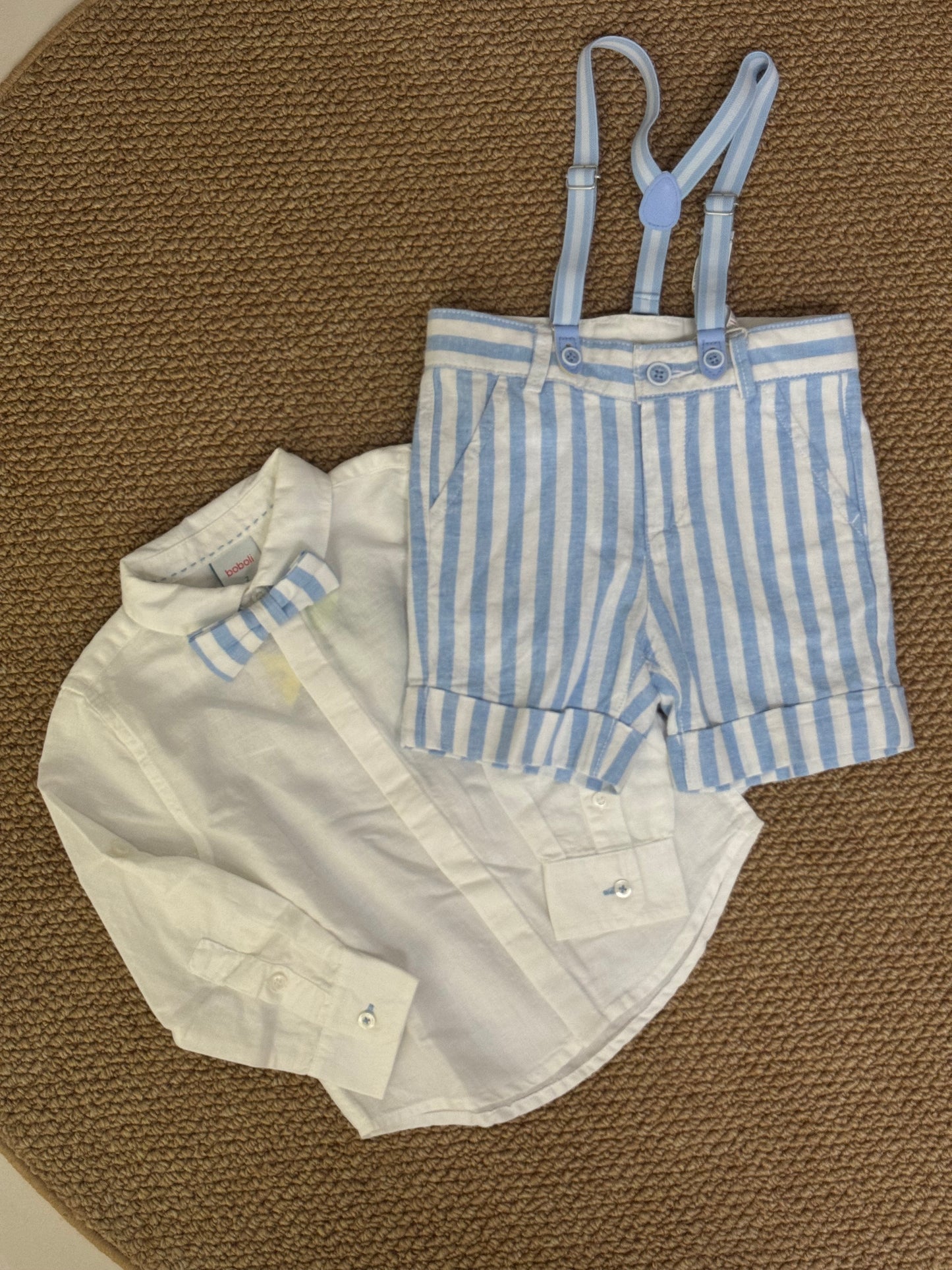 Completo Camicia,Gilet e Bermuda Con Bretelle