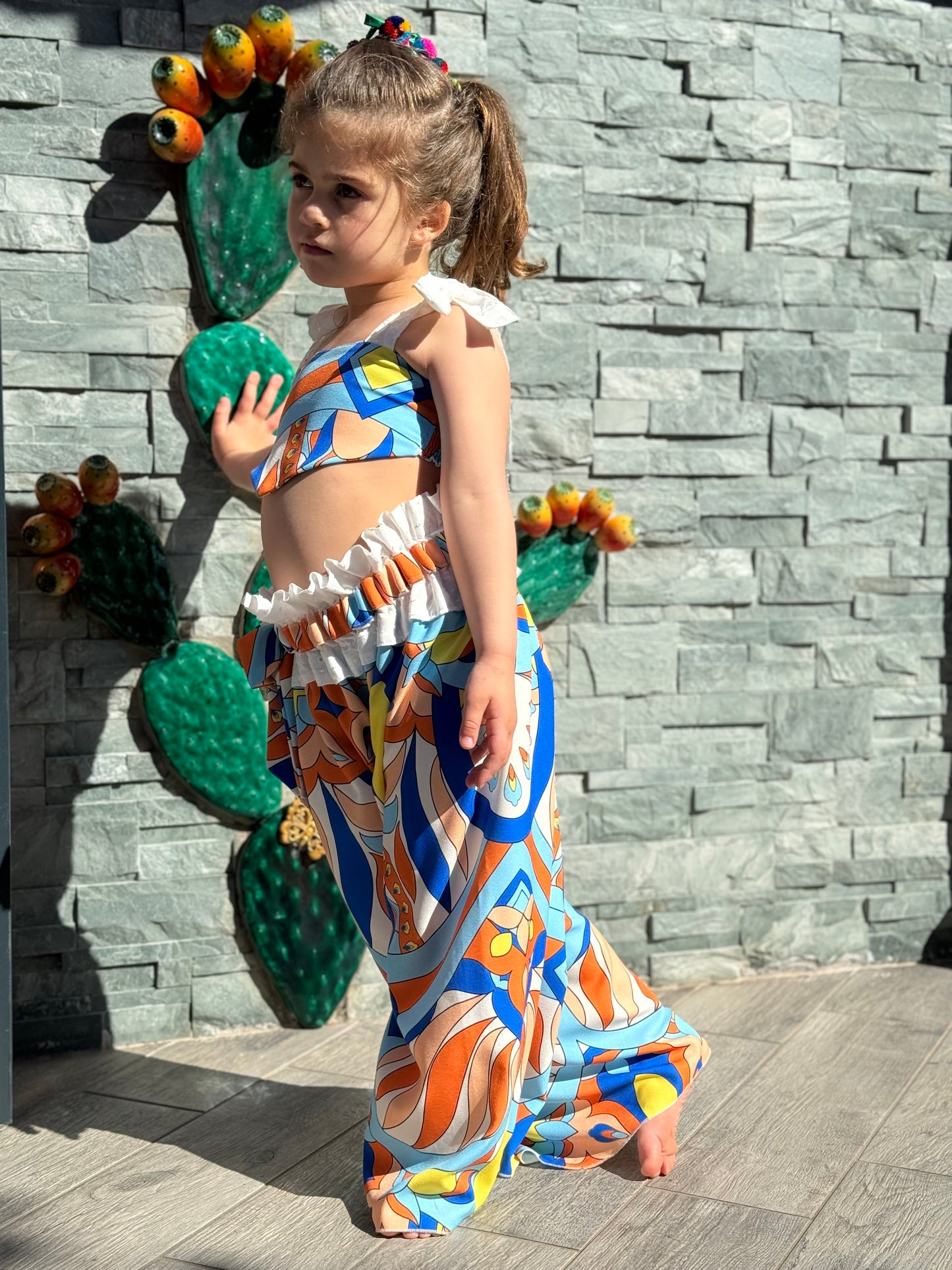 Completo hippy Titty fly pantalone palazzo con top bandana