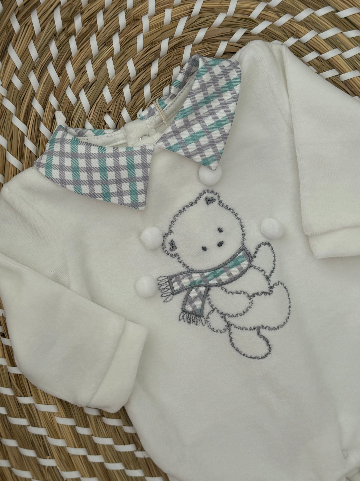 Tutina neonato/a teddy verde