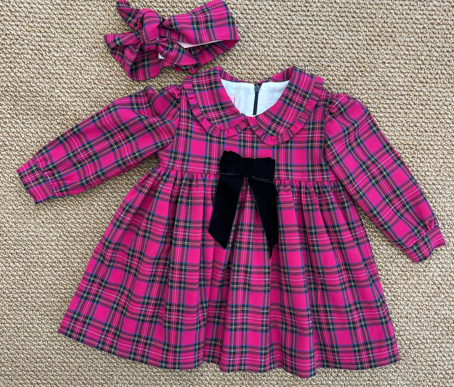 Abito tartan fuxia