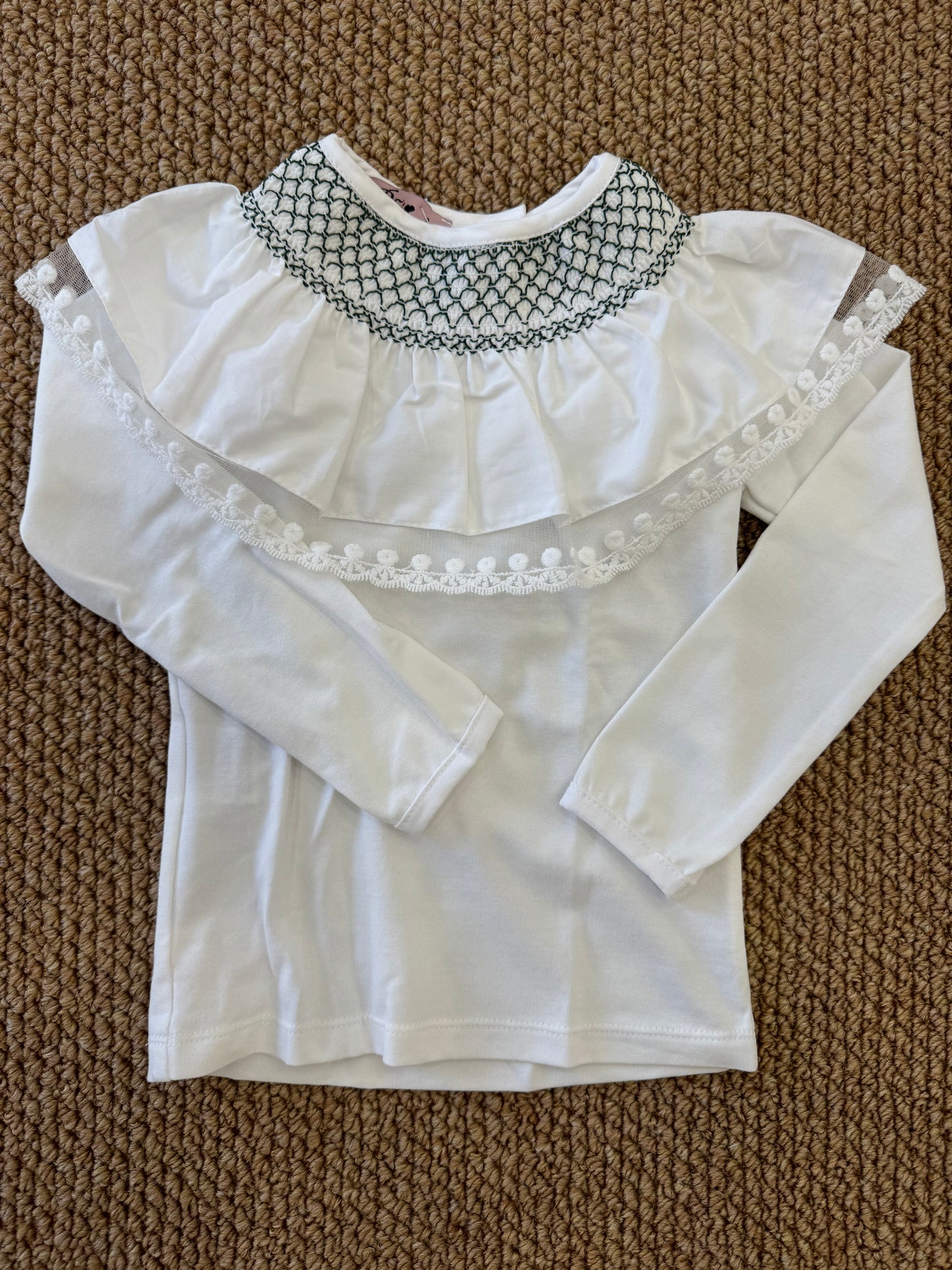 Maglia gran collo pizzo e ricamo