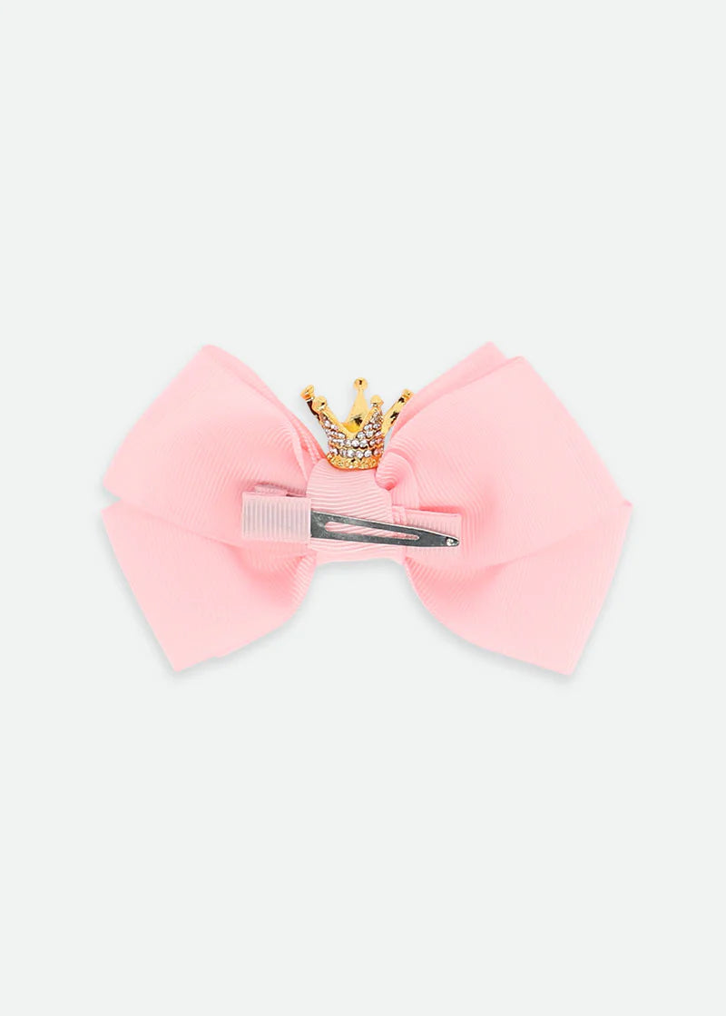 Fermaglio con fiocco e corona Pale Pink