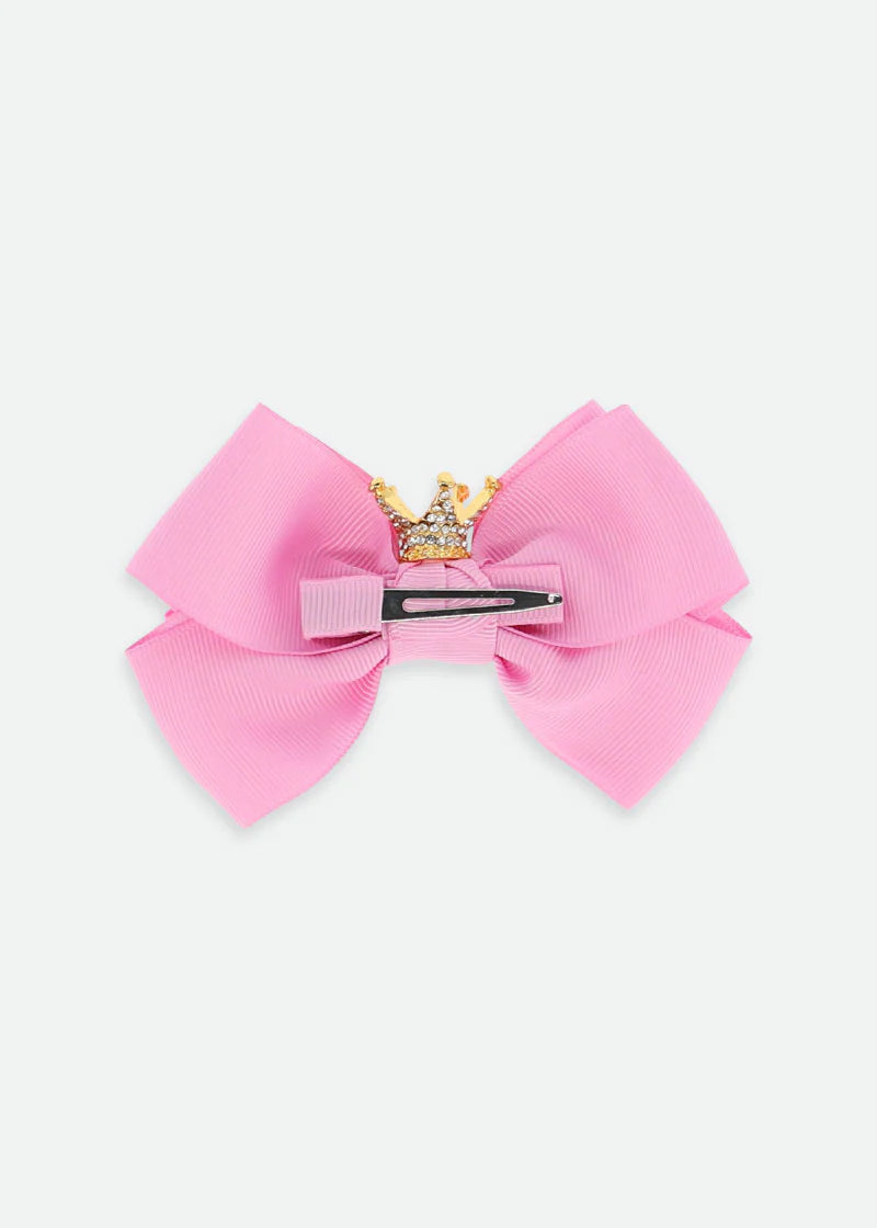 Fermaglio con fiocco e corona Tulip Pink
