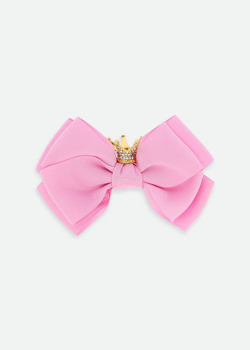 Fermaglio con fiocco e corona Tulip Pink