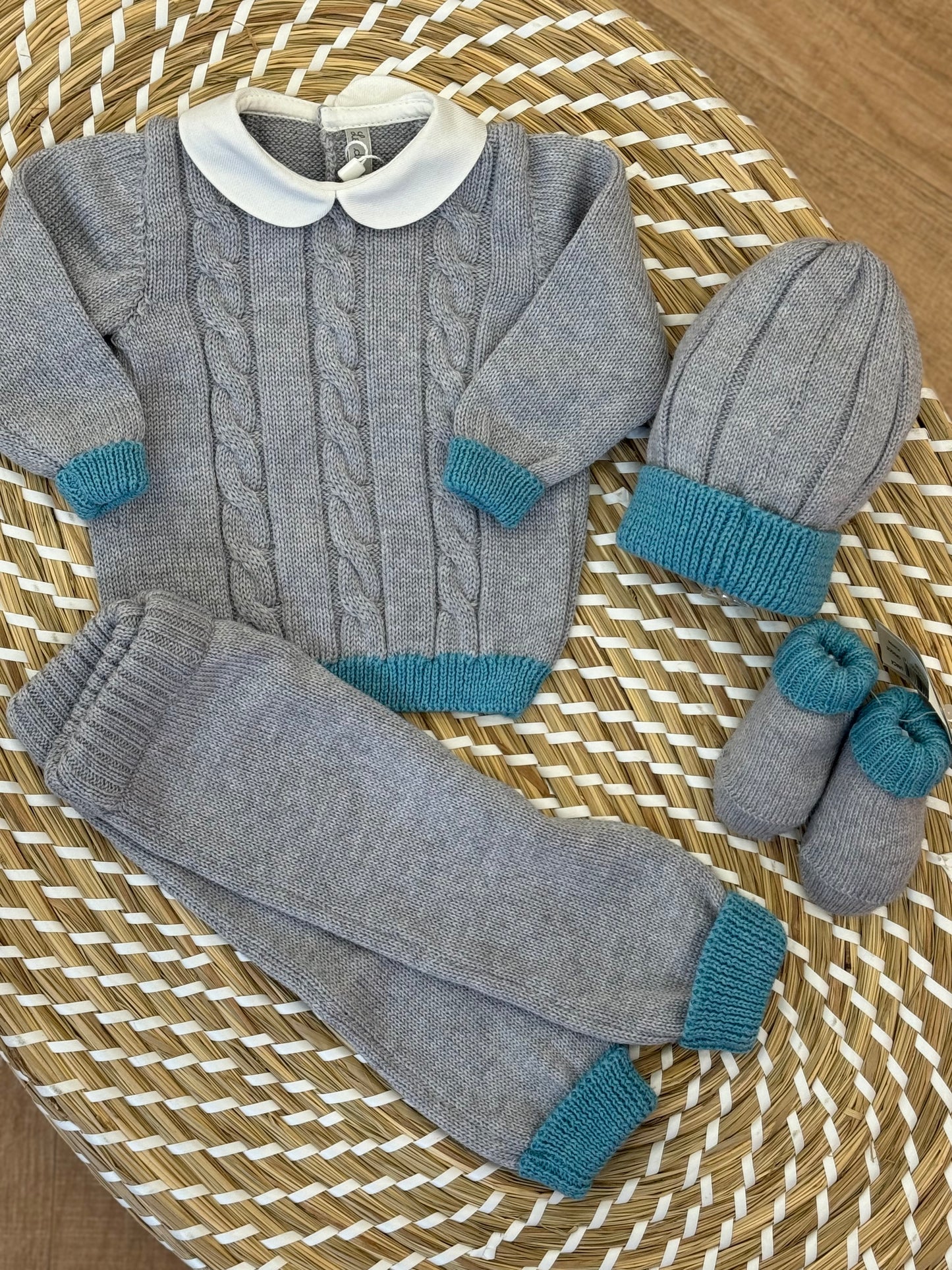 Set uscita clinica 0/3 mesi 100% lana merino