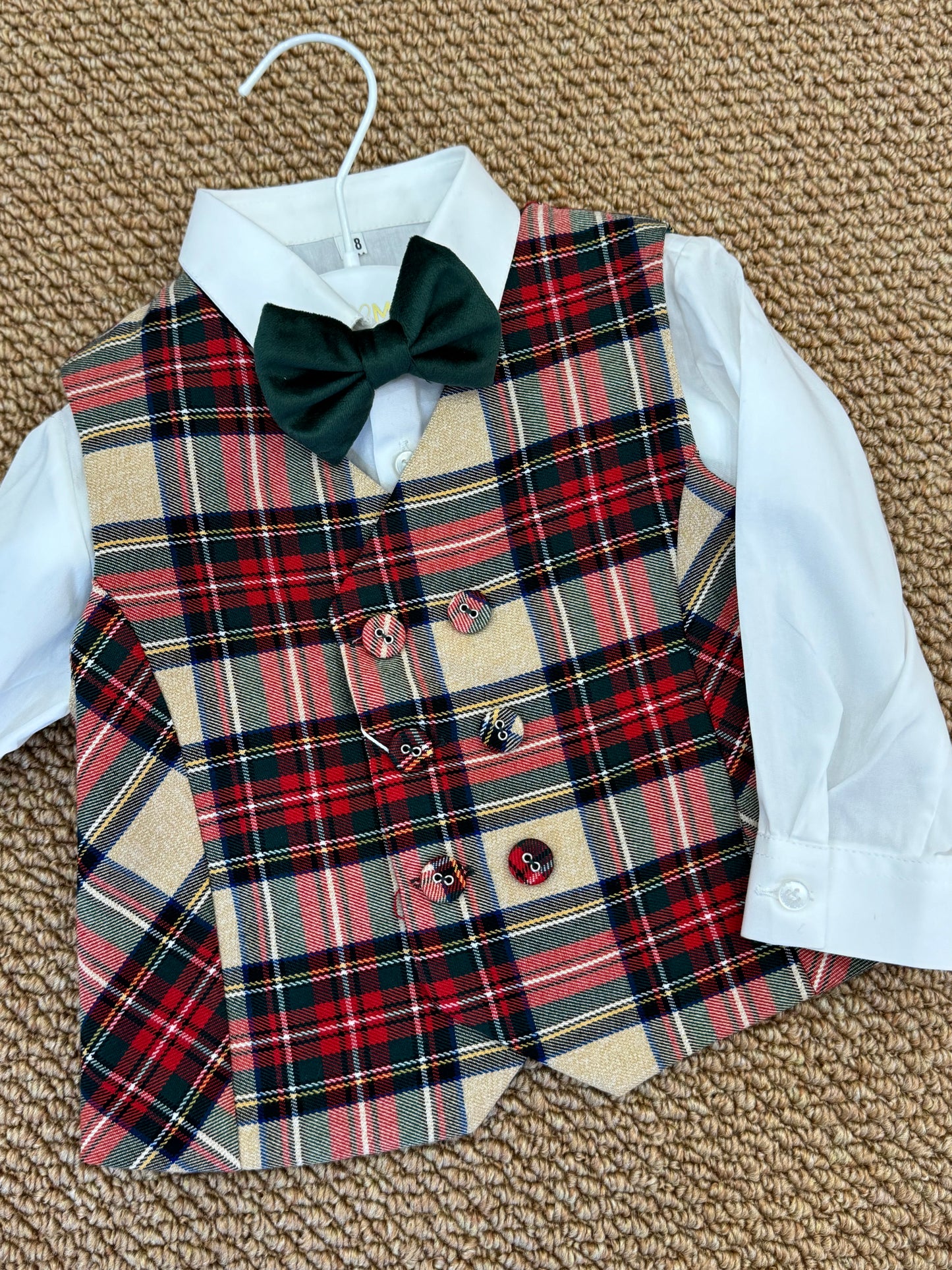 Completo ometto tartan e velluto