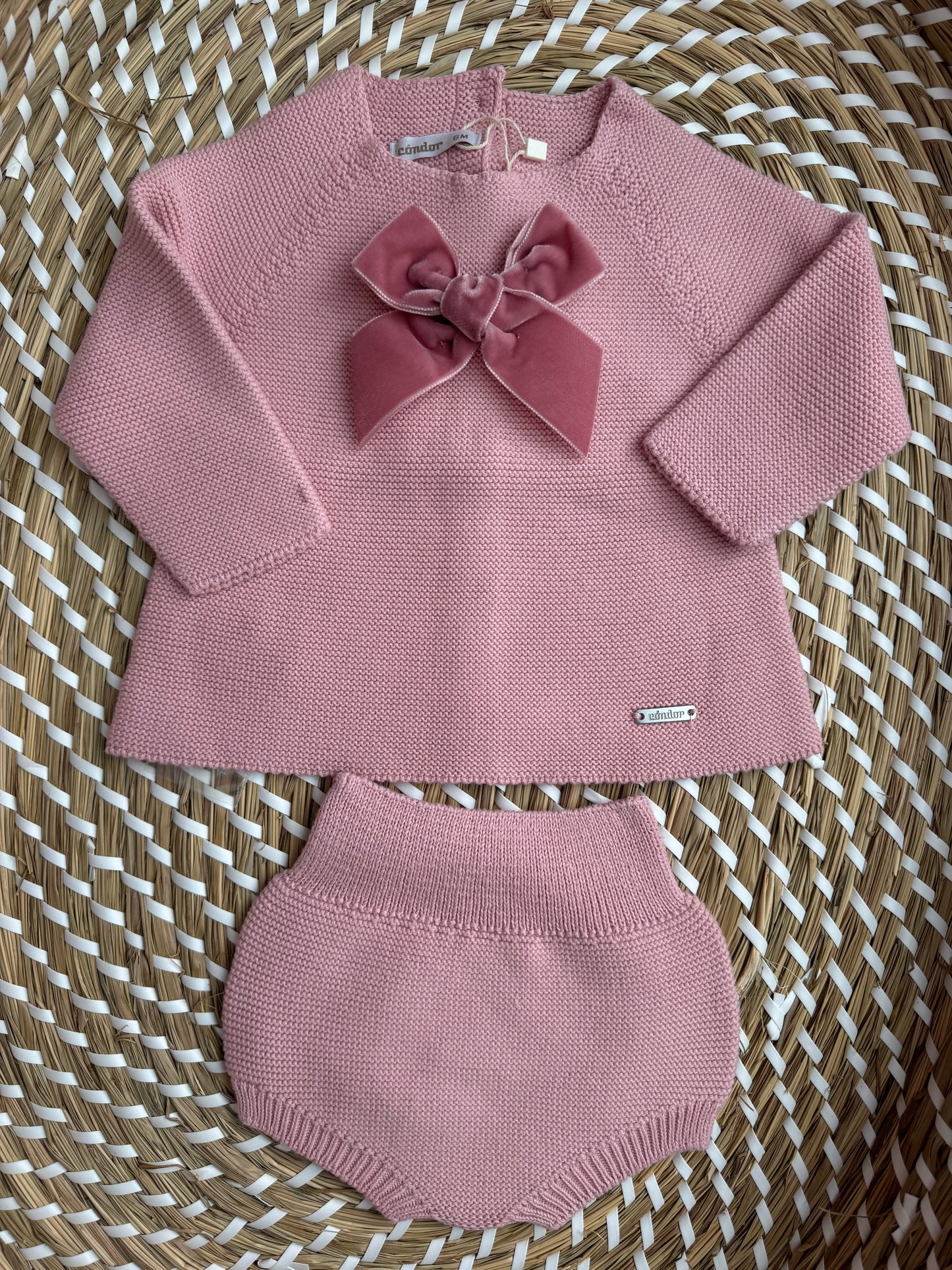 Completo condor fiocco velvet rosa