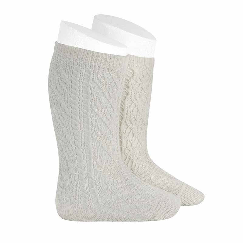 Calze Lunghe Traforate In Cotone Perle' Extrafine LATTE