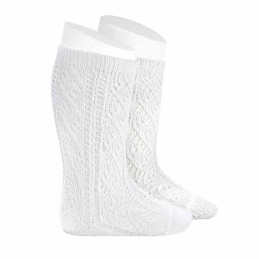 Calze Lunghe Traforate In Cotone Perle' Extrafine BIANCO