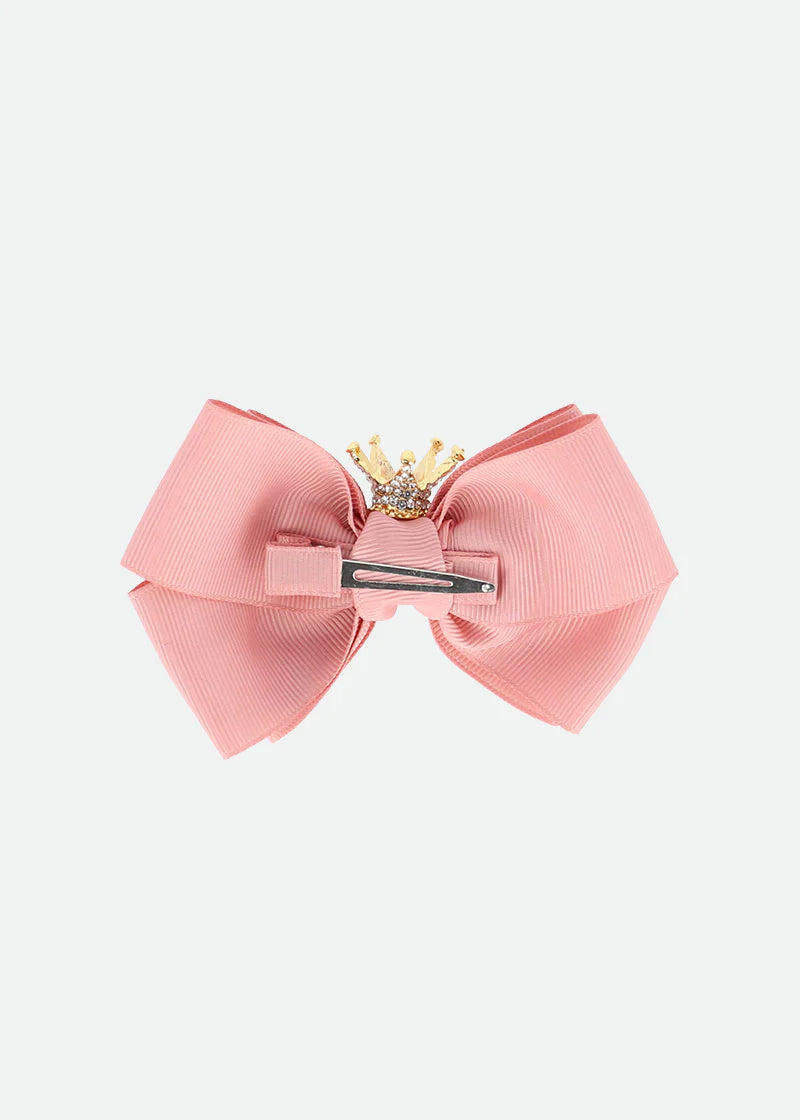 Fermaglio con fiocco e corona Blush Pink
