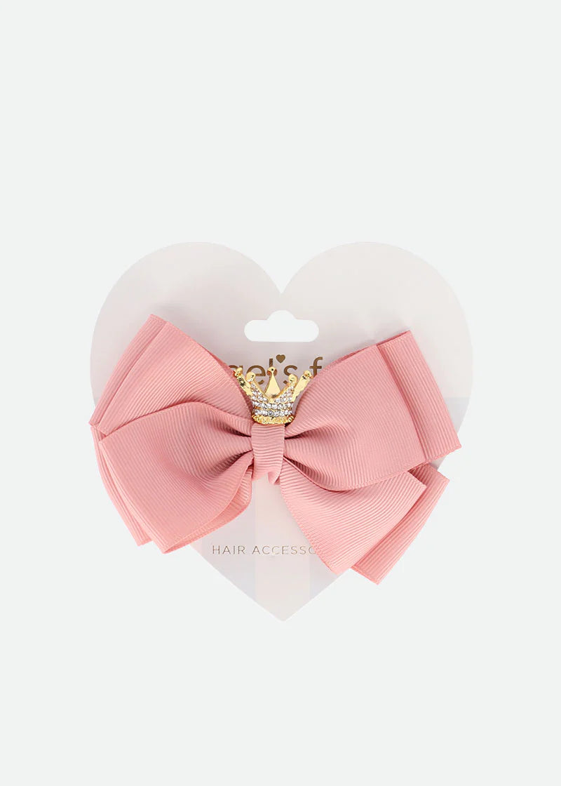 Fermaglio con fiocco e corona Blush Pink