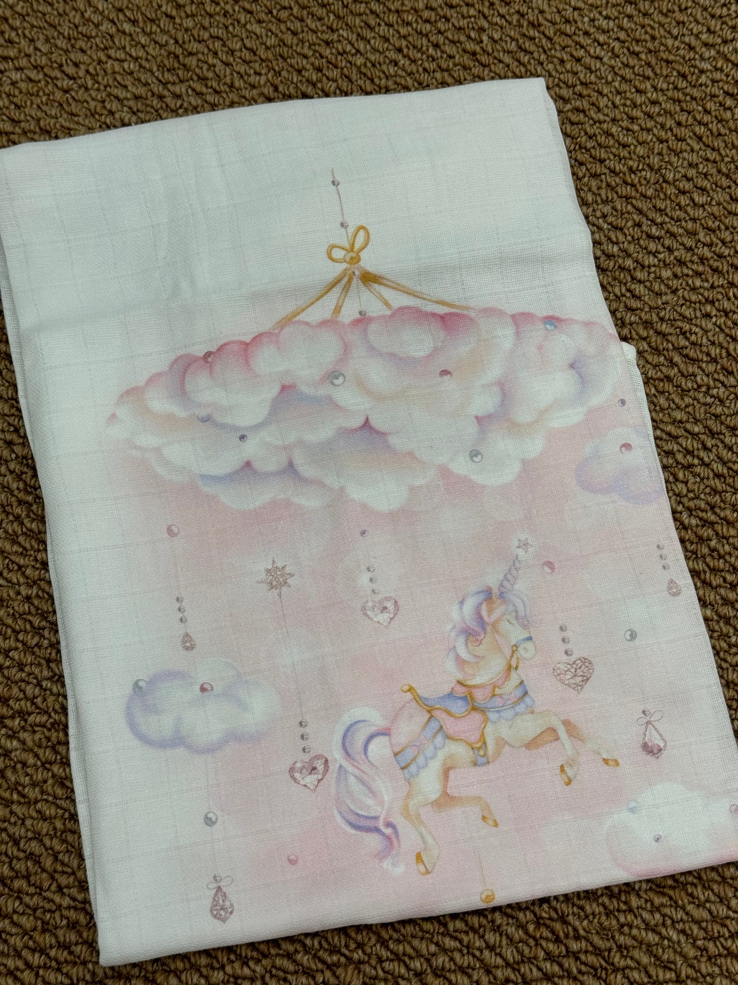 Mussola xxl unicorno 100% cotone