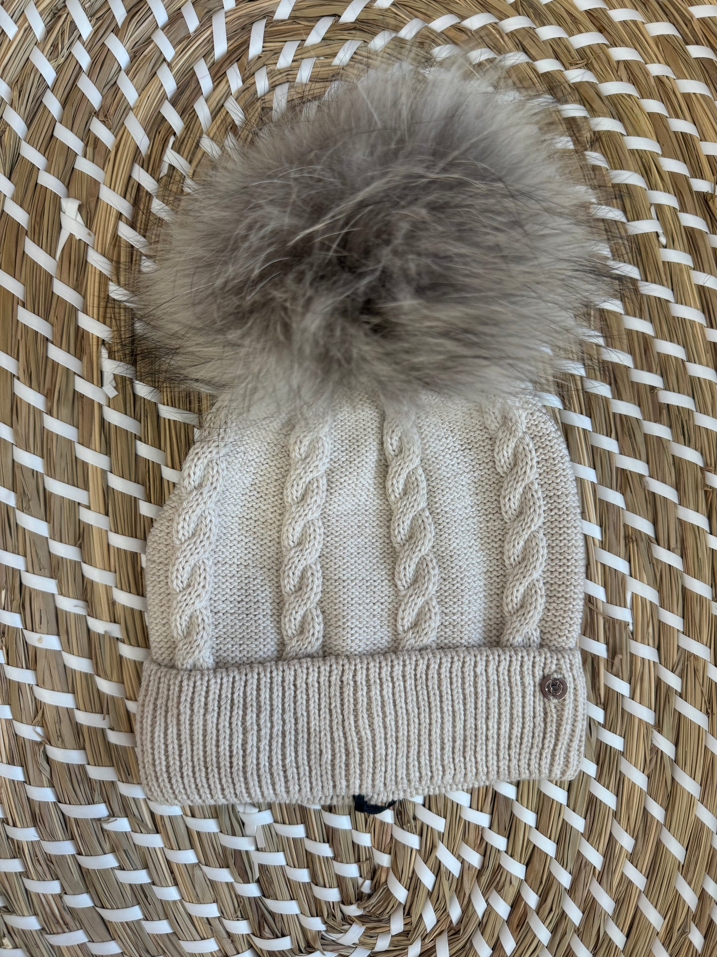 Cappello Lana Beige treccia