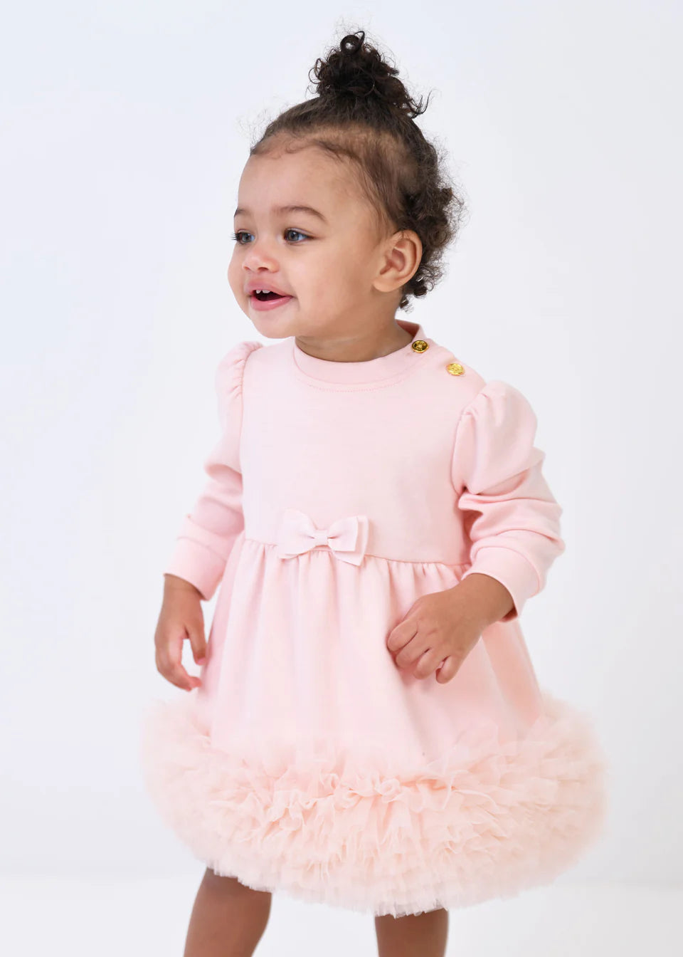 Dawn Tulle Trim Baby Dress Blush Pink
