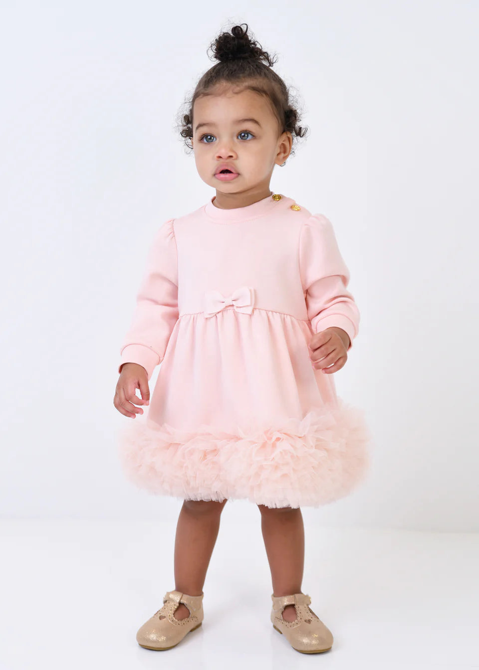 Dawn Tulle Trim Baby Dress Blush Pink