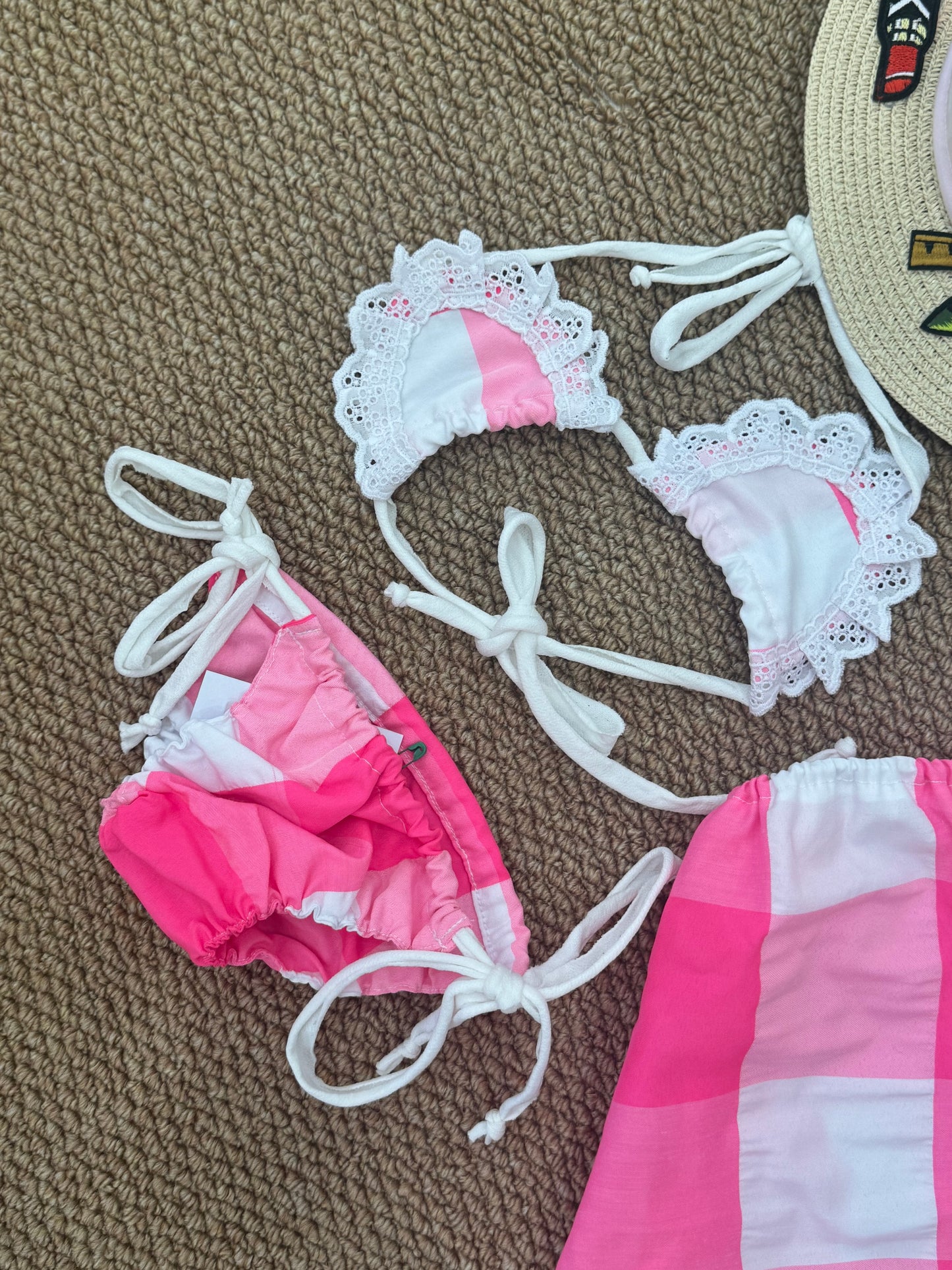 Costume bikini più pareo big buble Fucsia