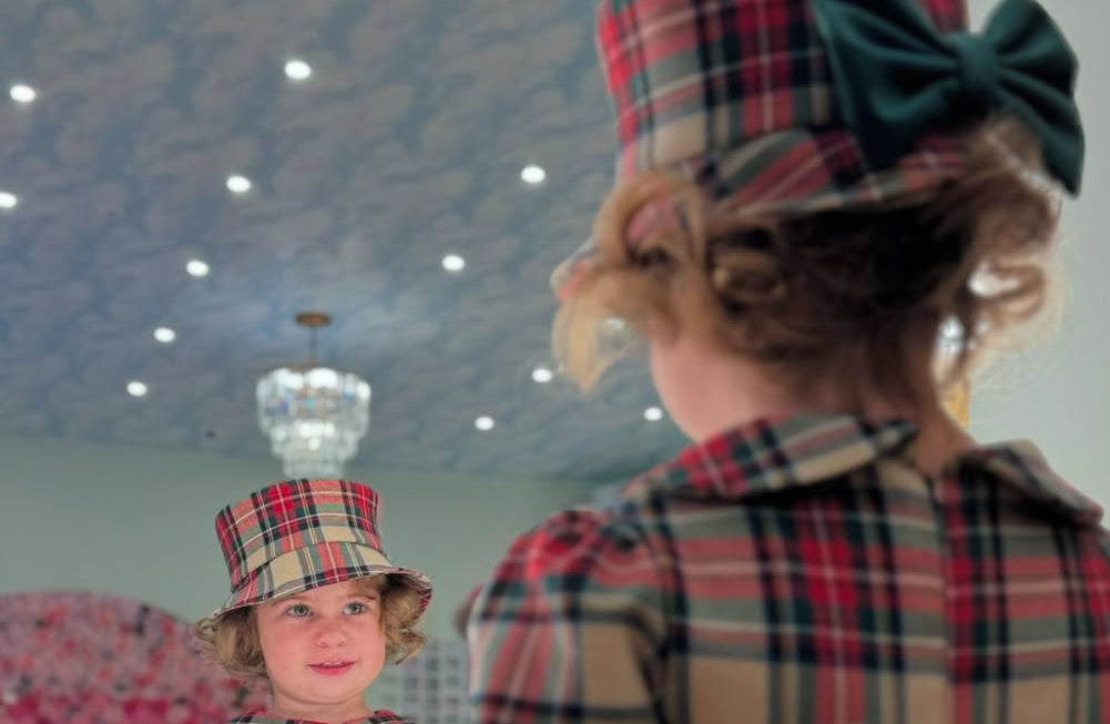 Cappello Tartan Fiocco Velluto Verde
