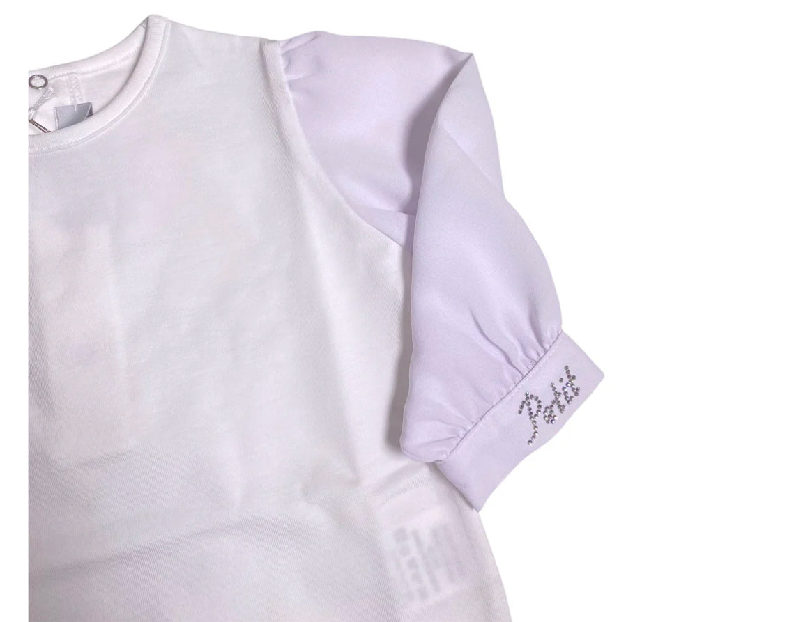 Body Girocollo In Cotone Con Manica In Organza PETIT