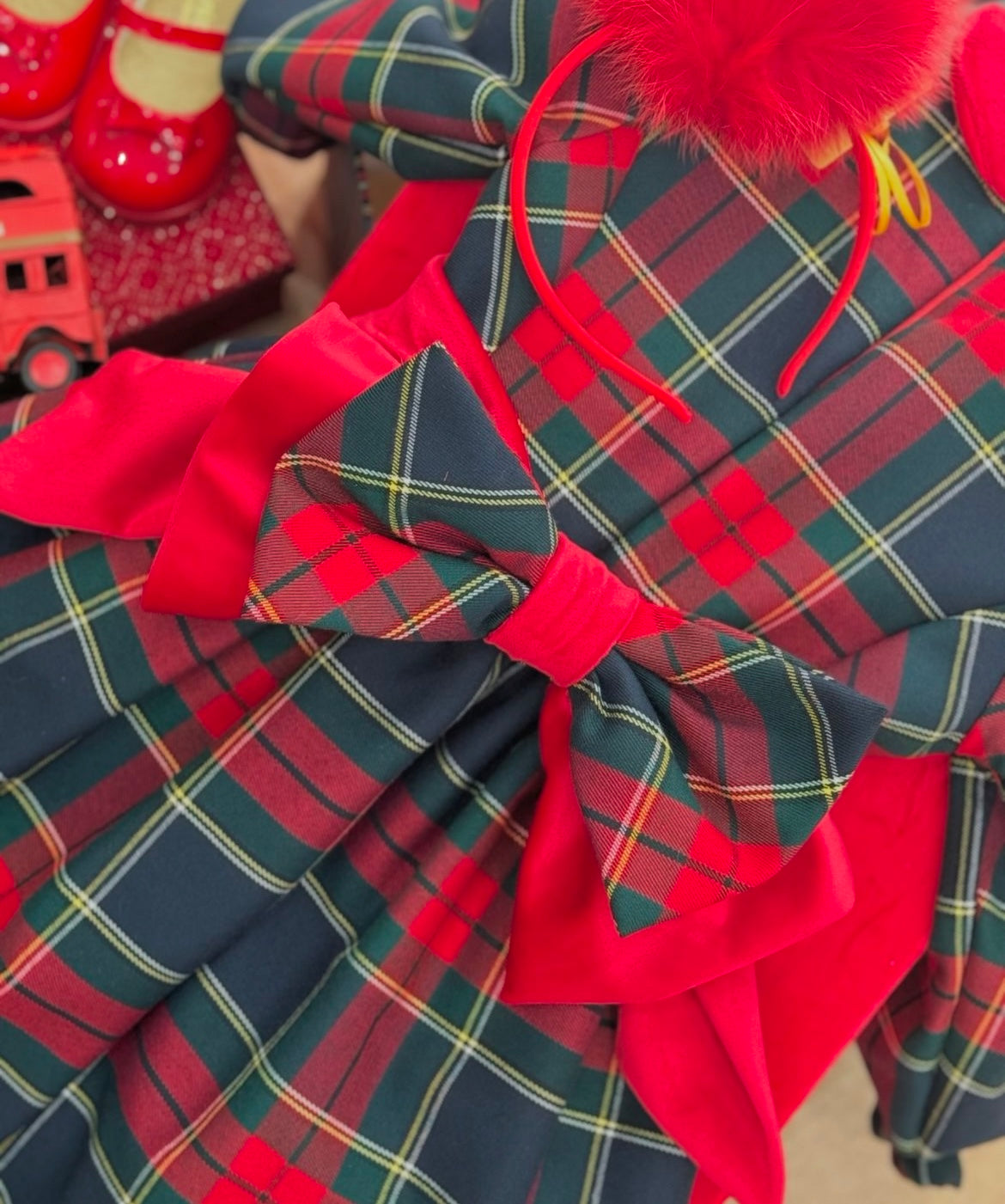 Abito Tartan Con Fioccone