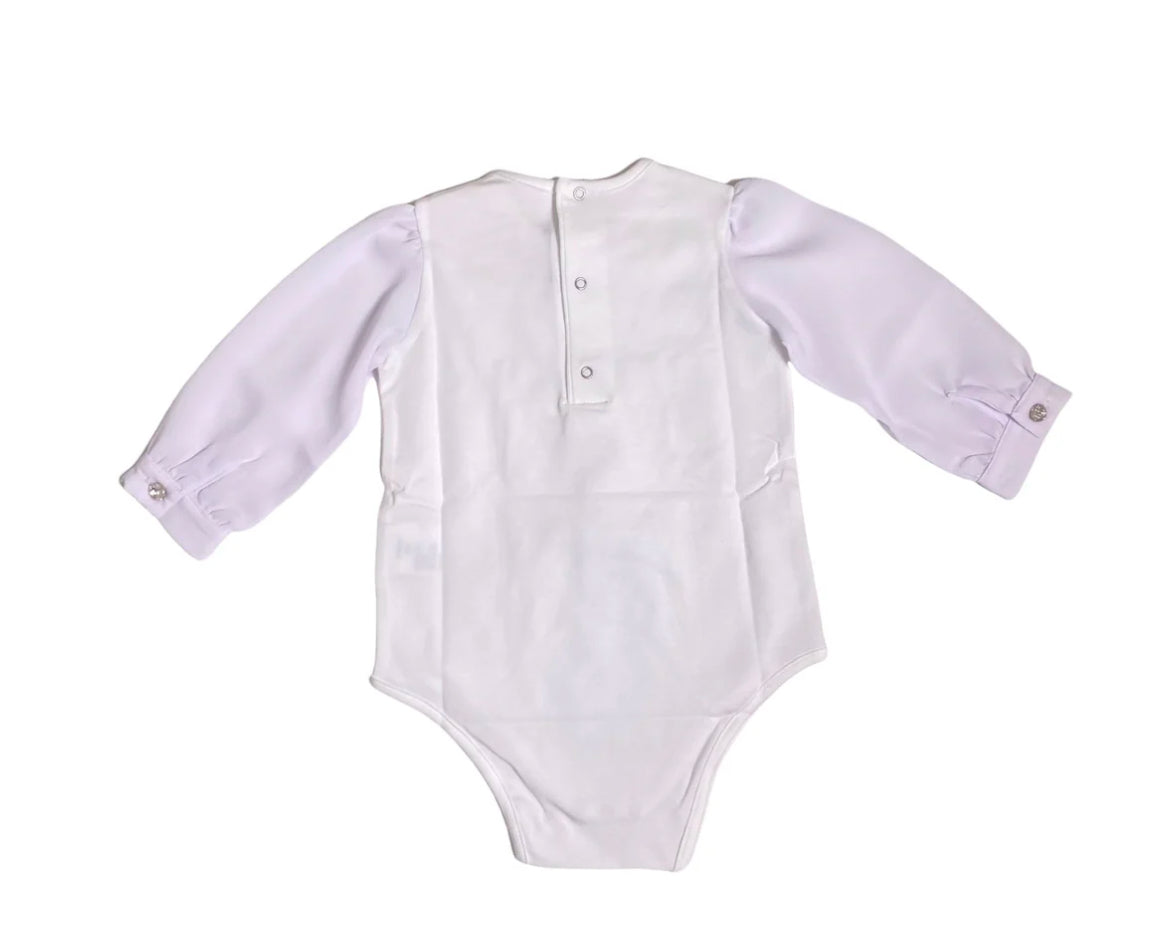 Body Girocollo In Cotone Con Manica In Organza PETIT