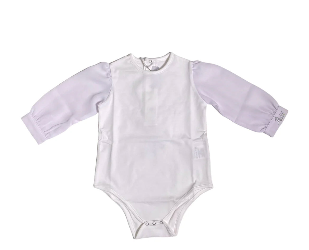 Body Girocollo In Cotone Con Manica In Organza PETIT