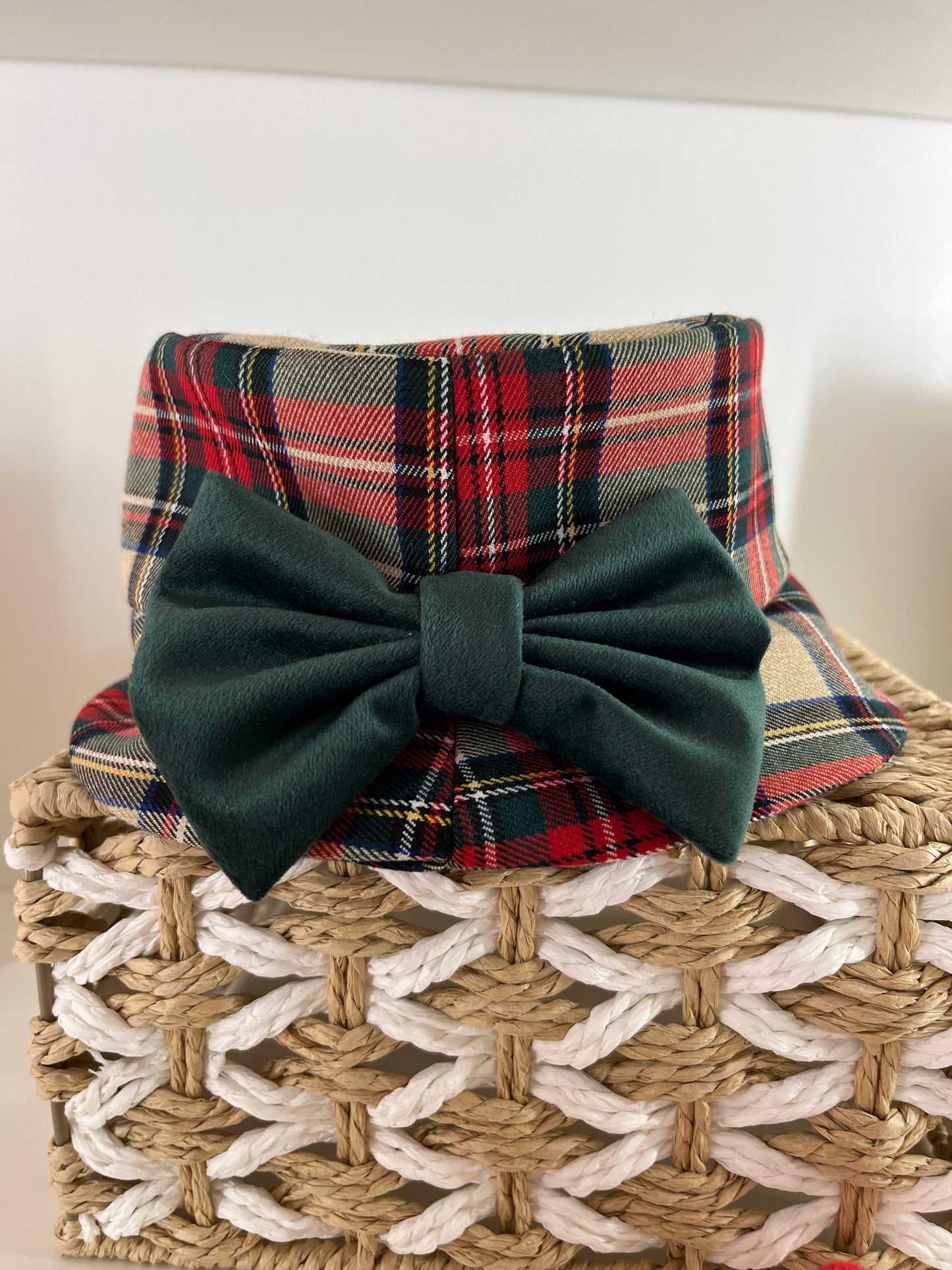 Cappello Tartan Fiocco Velluto Verde