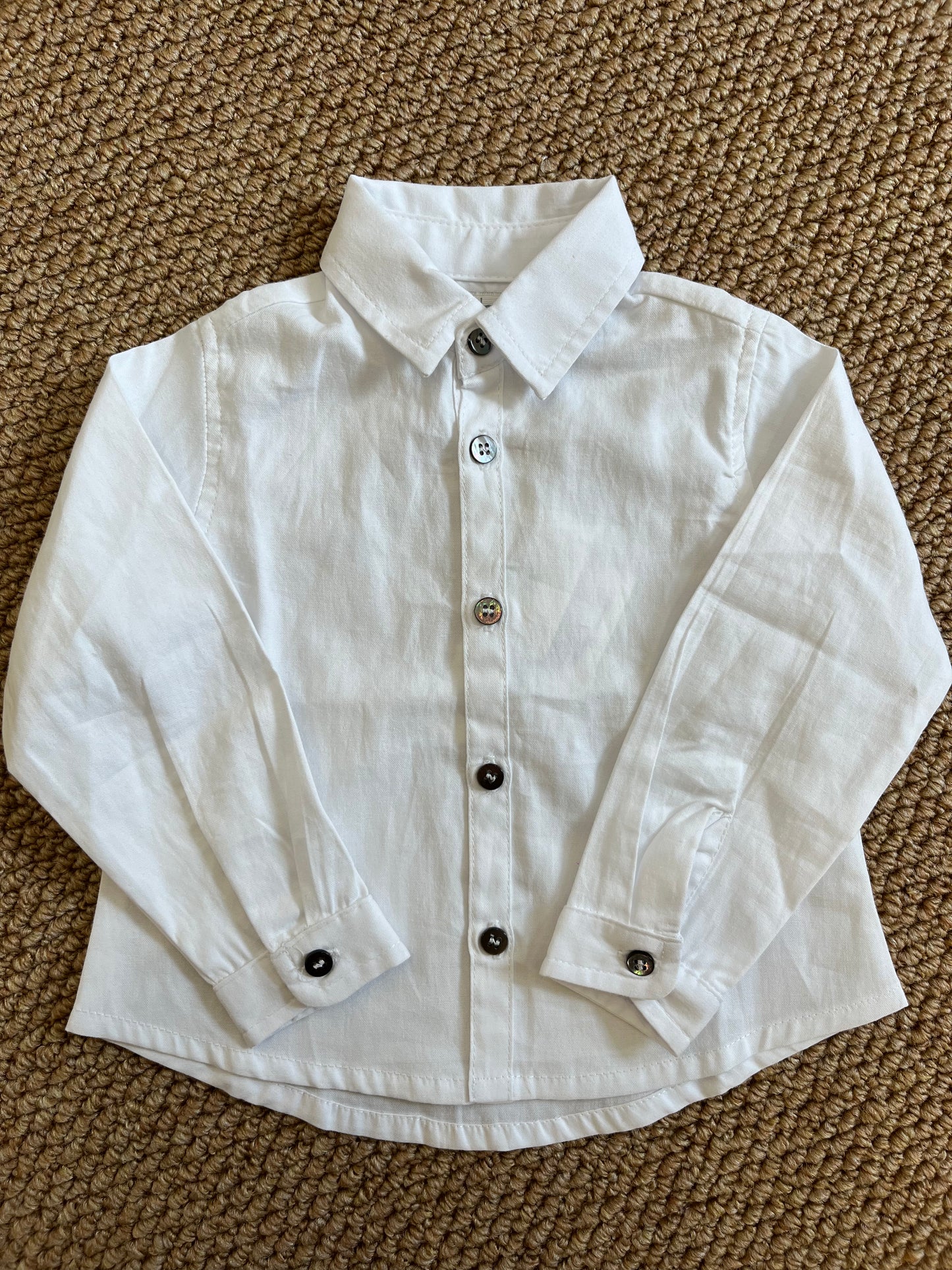 Camicia Bianca/Celeste In Oxford Bottoni Madreperla