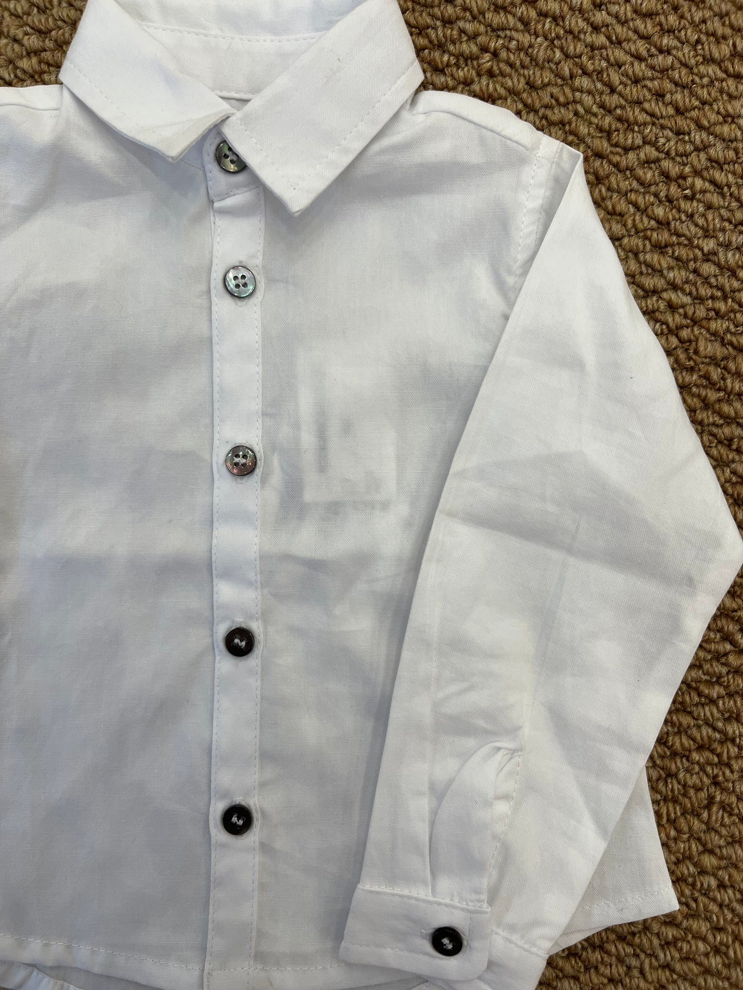 Camicia Bianca/Celeste In Oxford Bottoni Madreperla