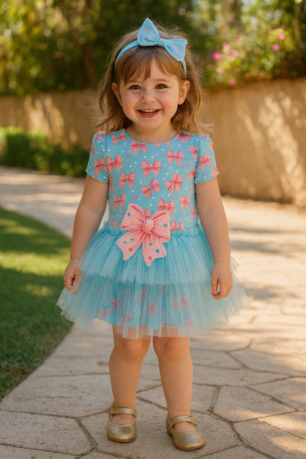 Abito fiocco cielo tulle