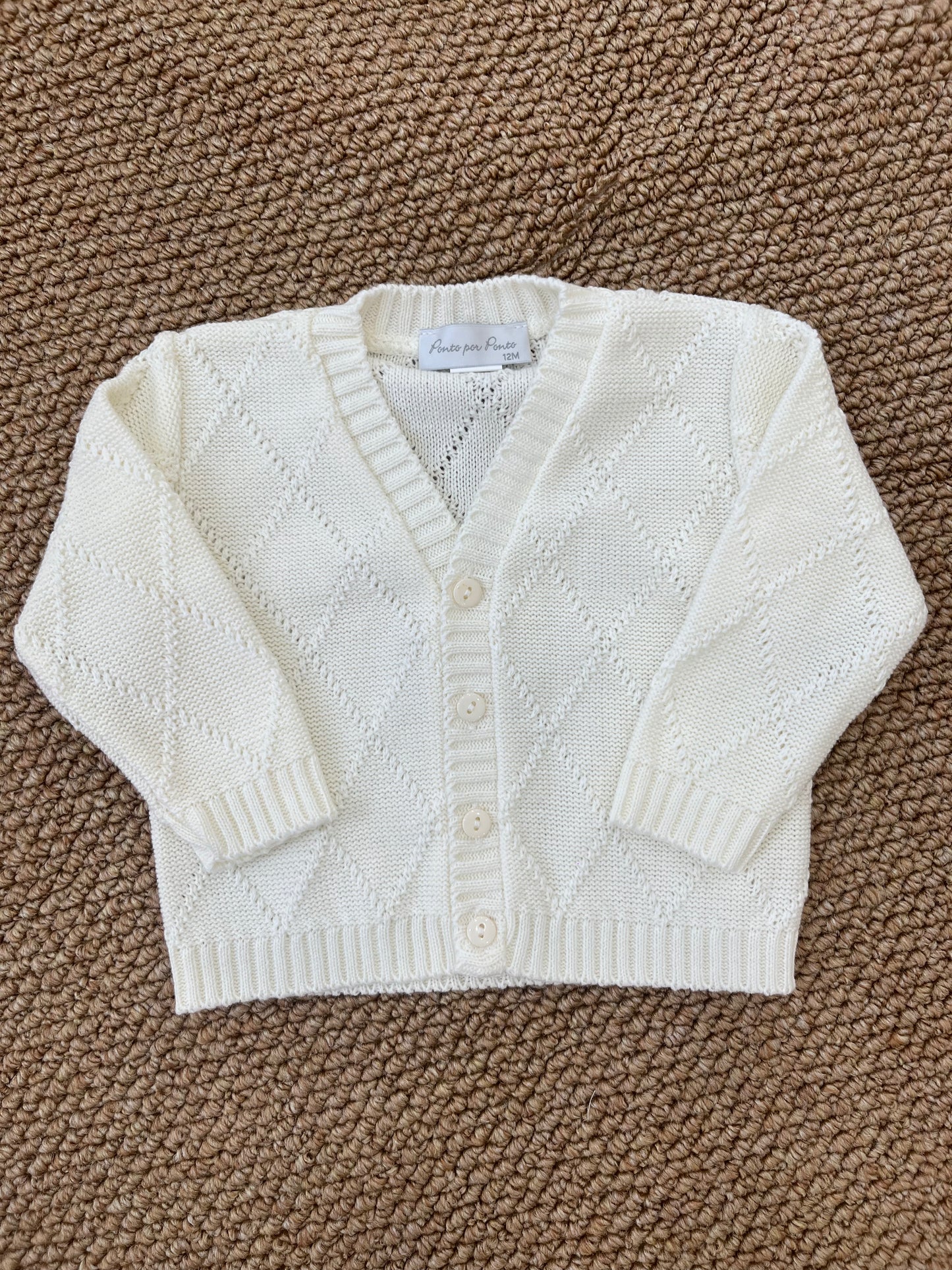 Cardigan Bianco Rombi Ponto