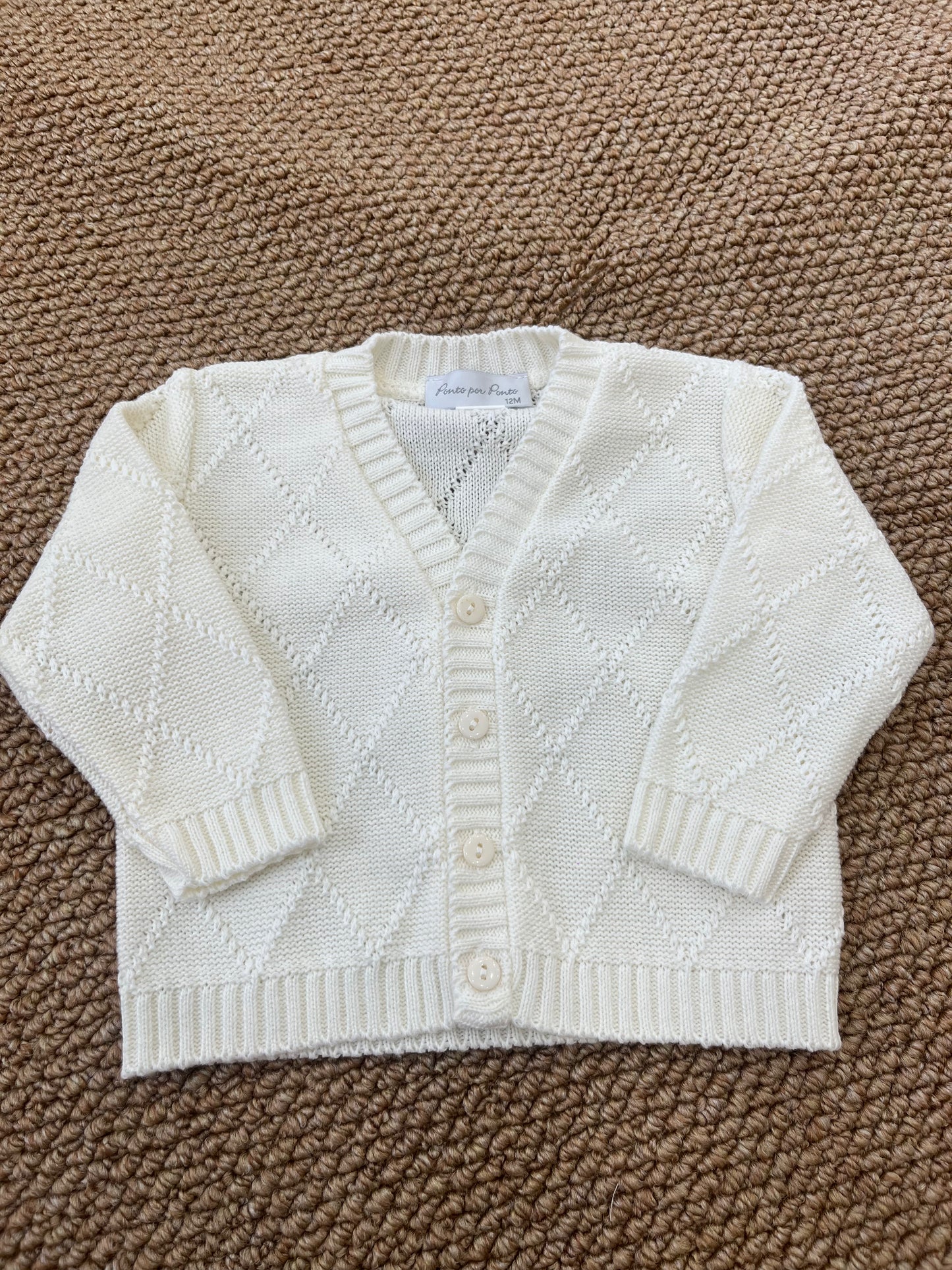 Cardigan Bianco Rombi Ponto