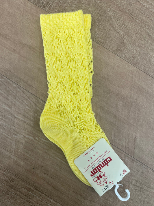 Calze in cotone perle con traforato geometrico LIMONCELLO