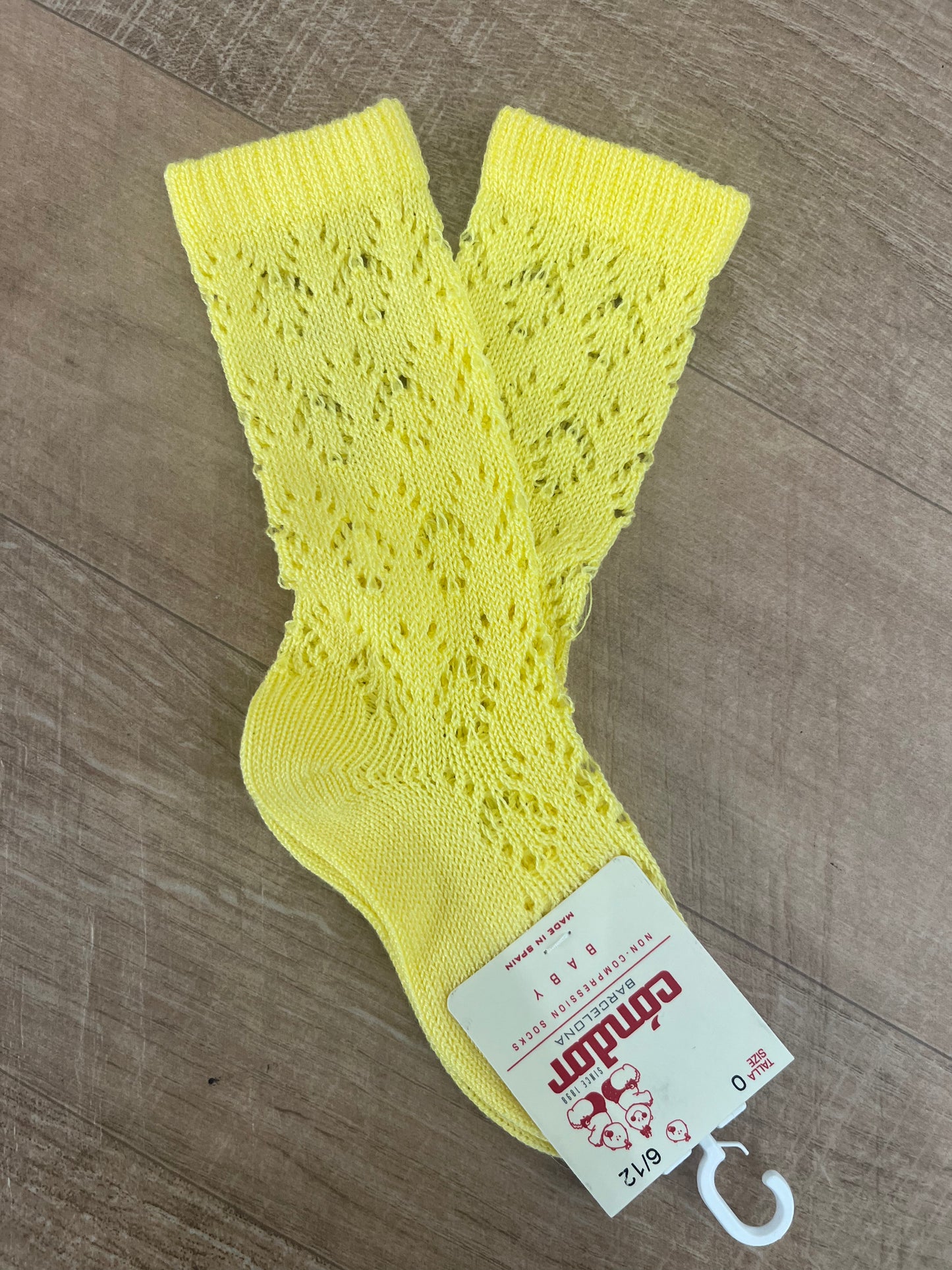 Calze in cotone perle con traforato geometrico LIMONCELLO
