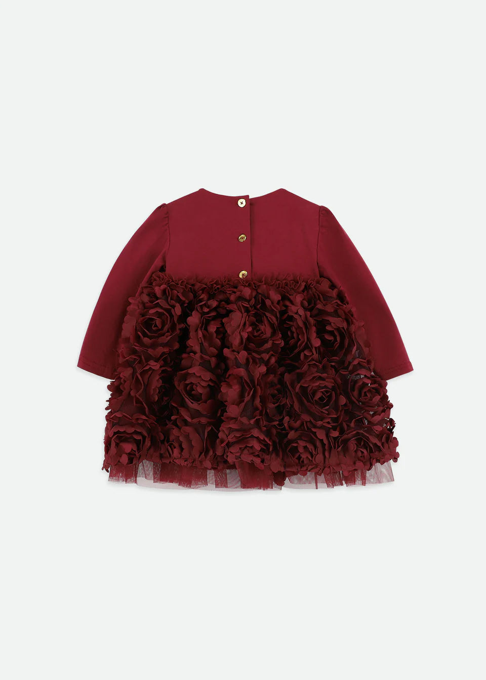 Lively Baby 3D Roses Dress Burgundy
