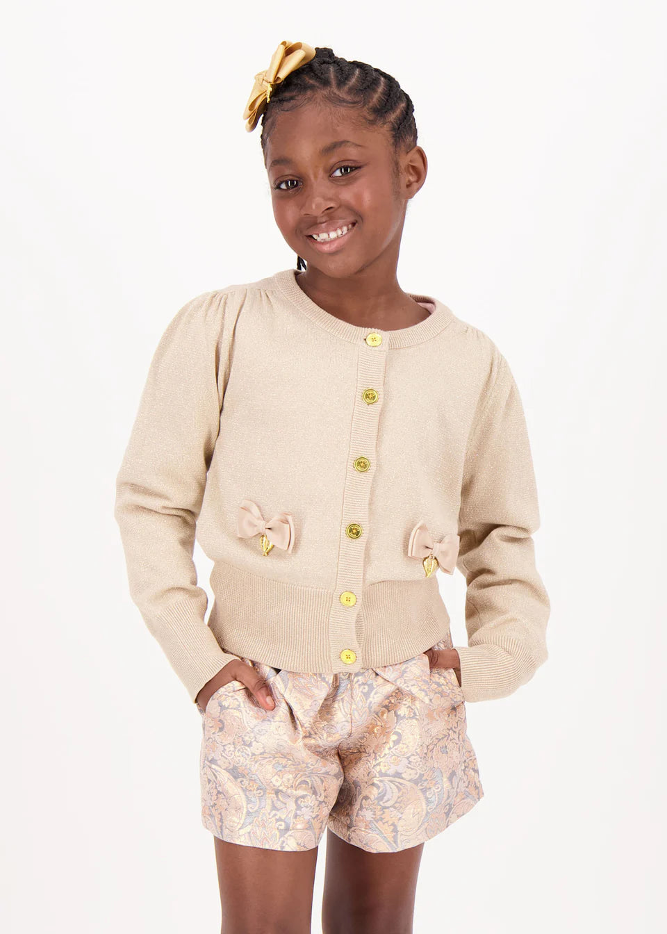 Nikki Metallic Cardigan Gold