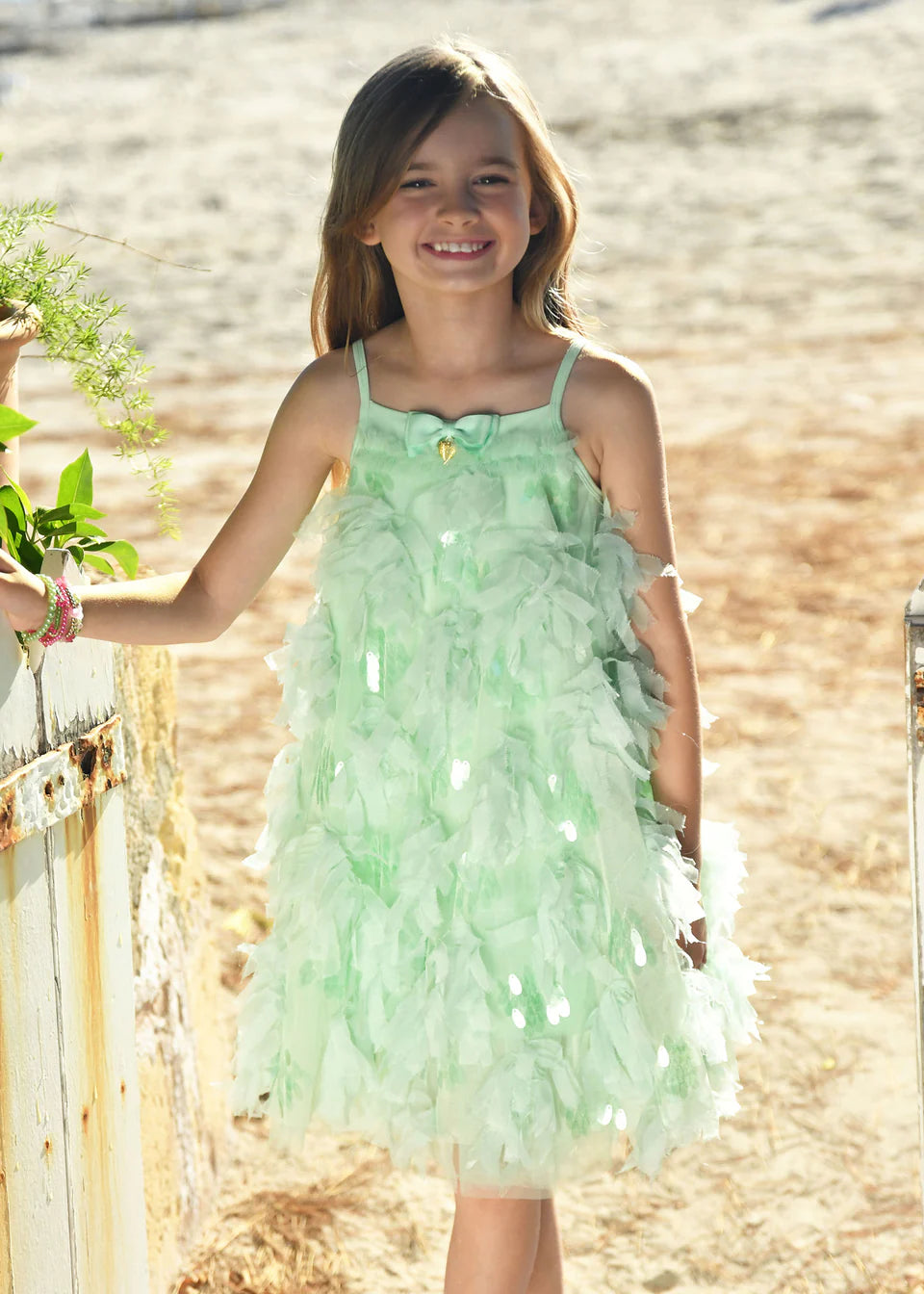 Abito Palma 3D Tulle and Sequin Mint