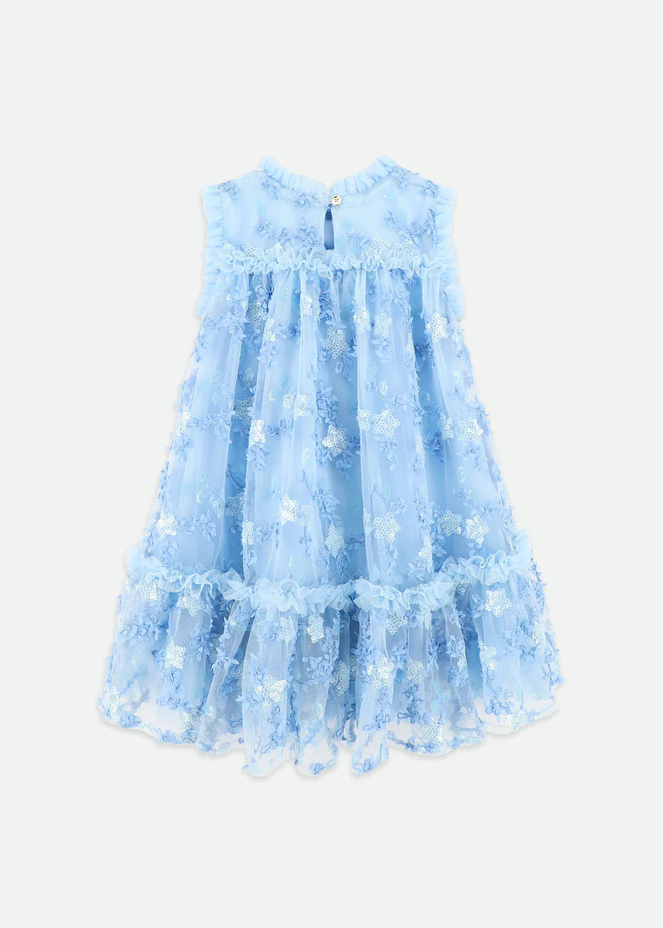 Abito Tilly Sequin Flower Tulle Pale Blue