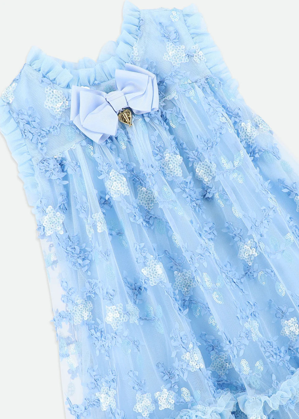 Abito Tilly Sequin Flower Tulle Pale Blue
