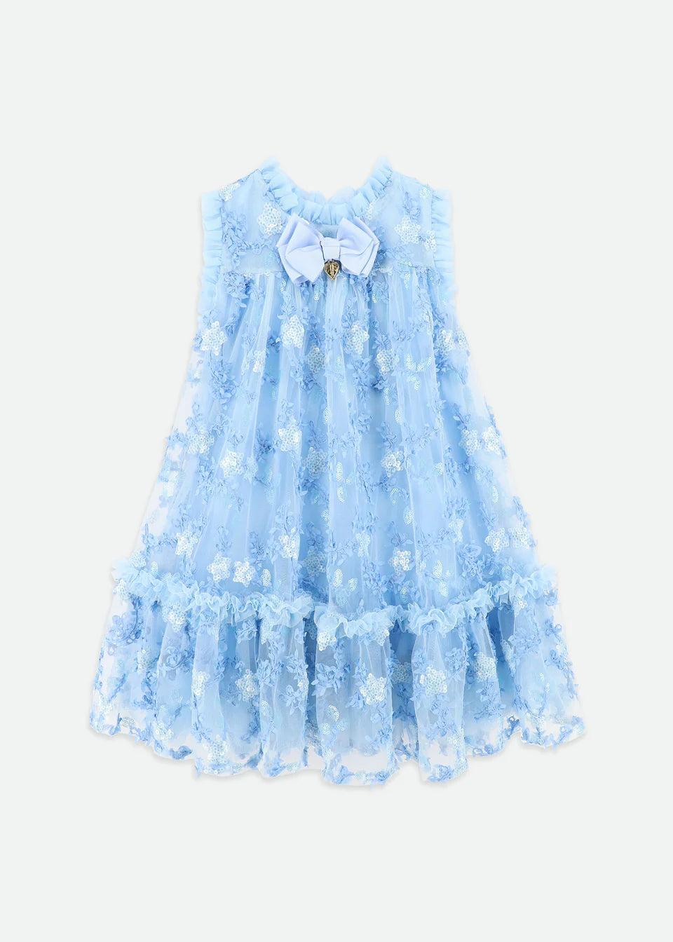 Abito Tilly Sequin Flower Tulle Pale Blue