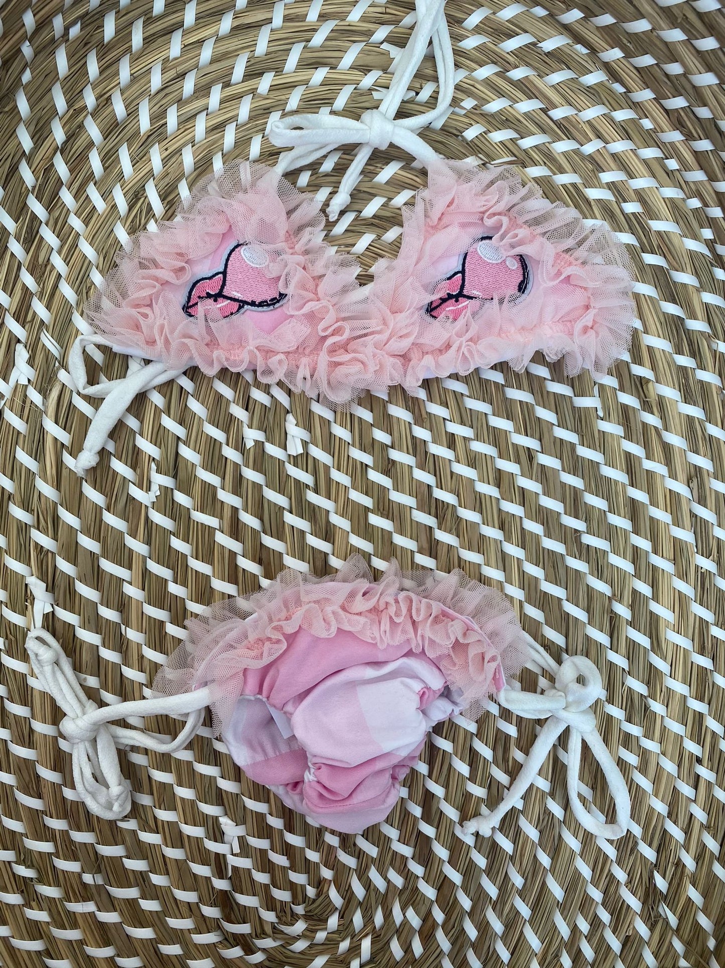 Costume bikini big buble pink Con Pareo