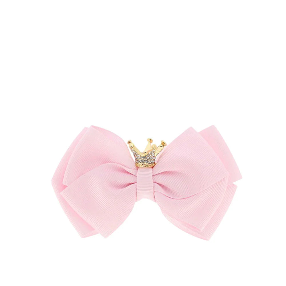Fermaglio con fiocco e corona Icy Pink